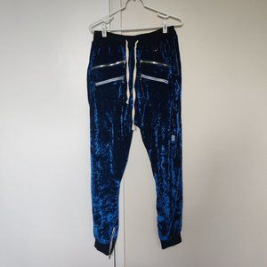 Elephant Tribe Blue Crushed Velvet Joggers